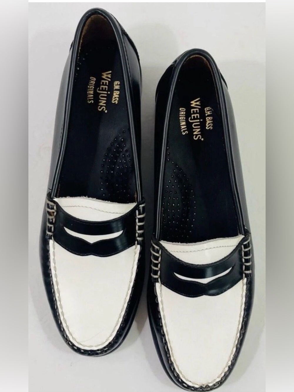 G.H. Bass Women's Whitney Super Lug Weejuns Black & White Penny Loafers Size 8.5 - Picture 4 of 13